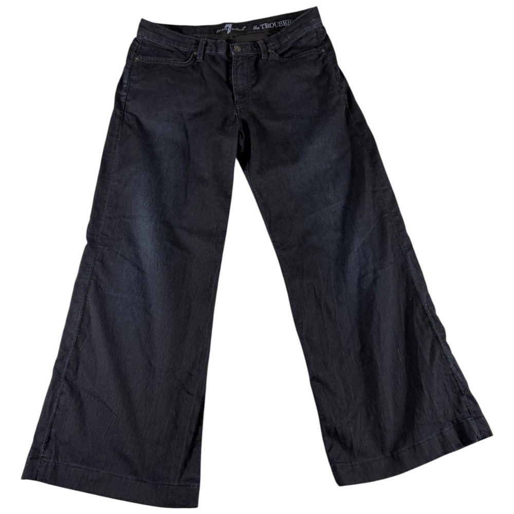 7 For All Mankind The Trouser Jeans Womens 30 Black Washed Midrise Wide Leg Y2K